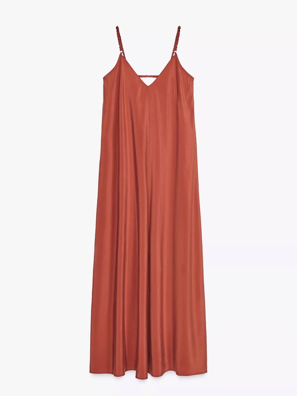 Zara Rust-Toned Slip Dress with Thin Straps